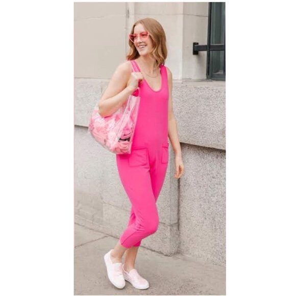 Barbiecore Smash + Tess And Barbie Bright Pink Sleeveless Jumpsuit Sz XS - Picture 3 of 14